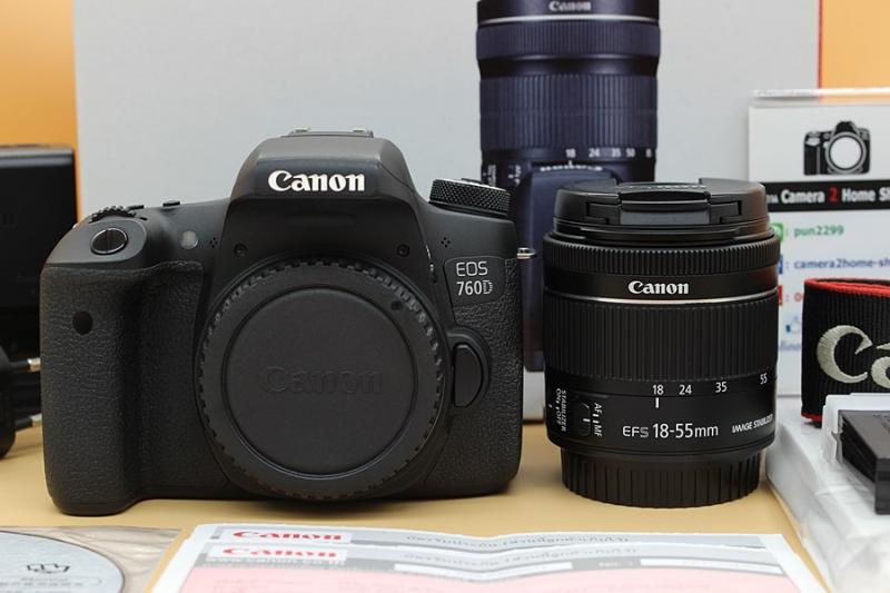 ขาย  Canon EOS 760D + Lens 18-55mm IS STM สภาพใหม่มาก อดีตประกันศูนย์ ชัตเตอร์ 5,XXXรูป เมนูไทย จอทัชสกรีน มีWiFiในตัว จอติดฟิล์มแล้ว อุปกรณ์ครบกล่อง    อุ